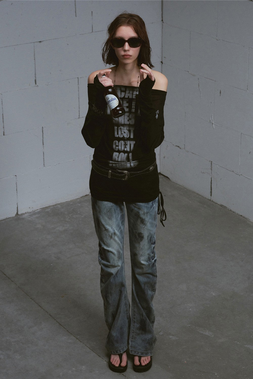 Off-shoulder Batwing Shirt