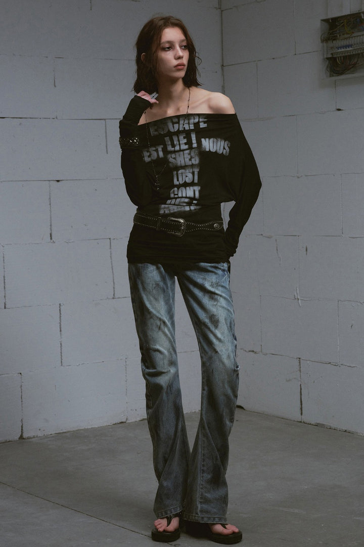 Off-shoulder Batwing Shirt