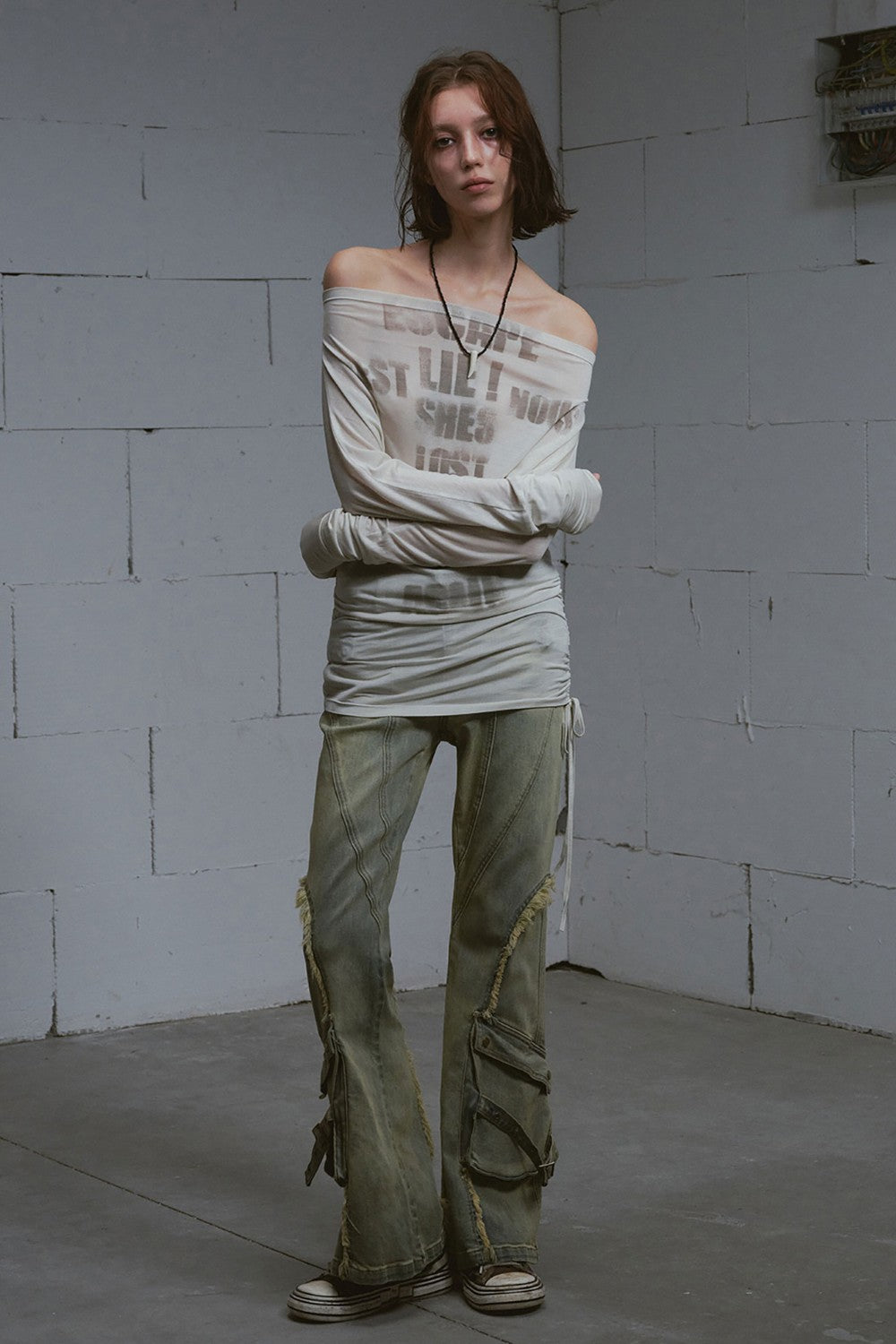 Off-shoulder Batwing Shirt