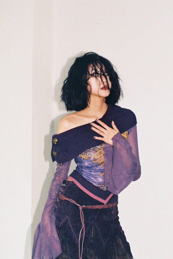 Purple Floral Mesh Top - Pixie Rebels