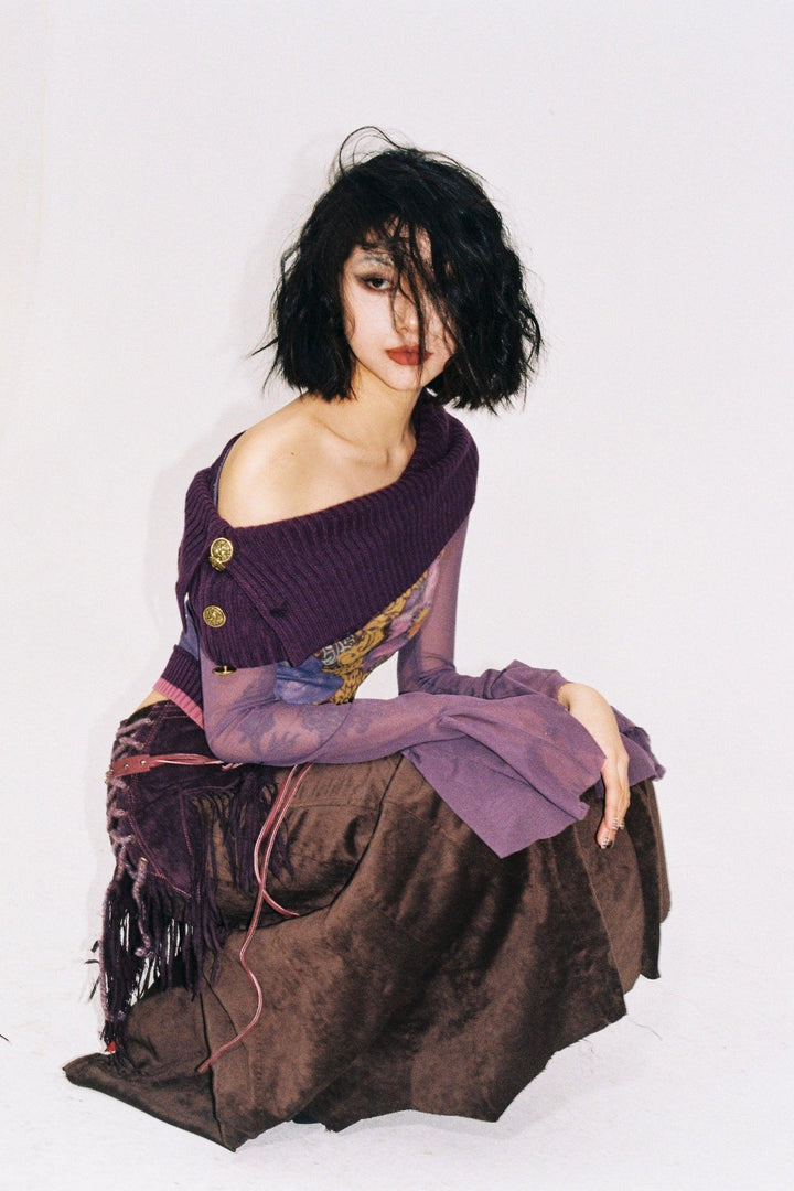 Purple Floral Mesh Top - Pixie Rebels