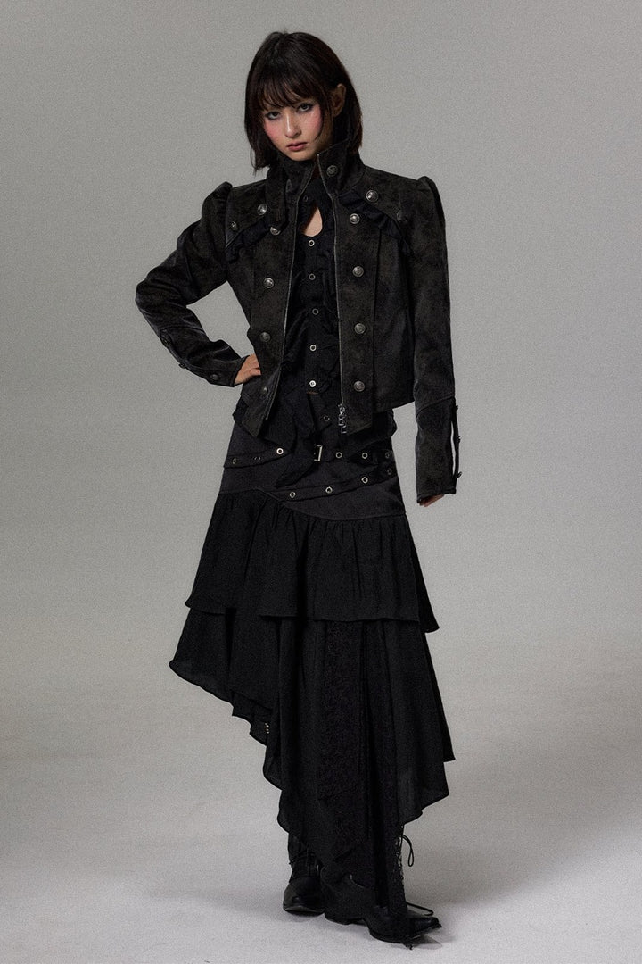 Double Breasted Puff Sleeve Jacket