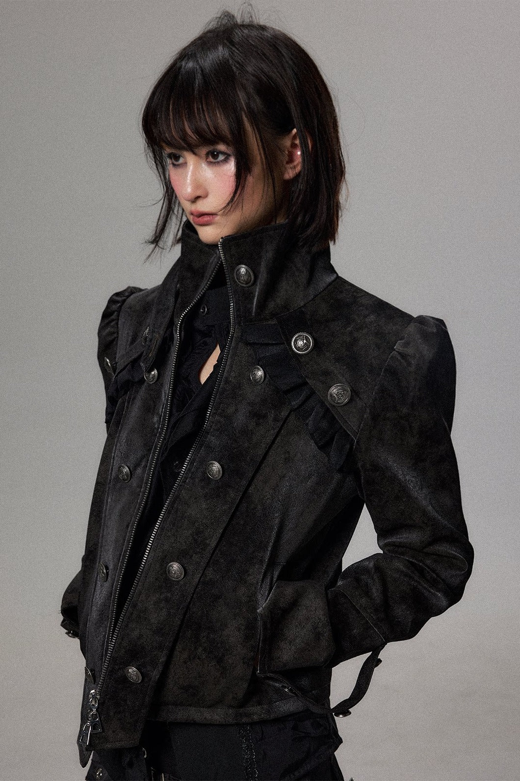 Double Breasted Puff Sleeve Jacket