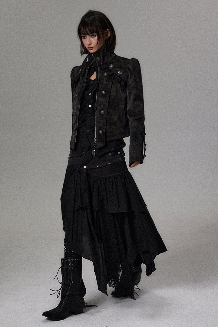 Double Breasted Puff Sleeve Jacket