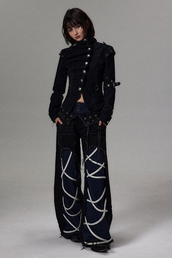 Pleated Stand Collar Jacket