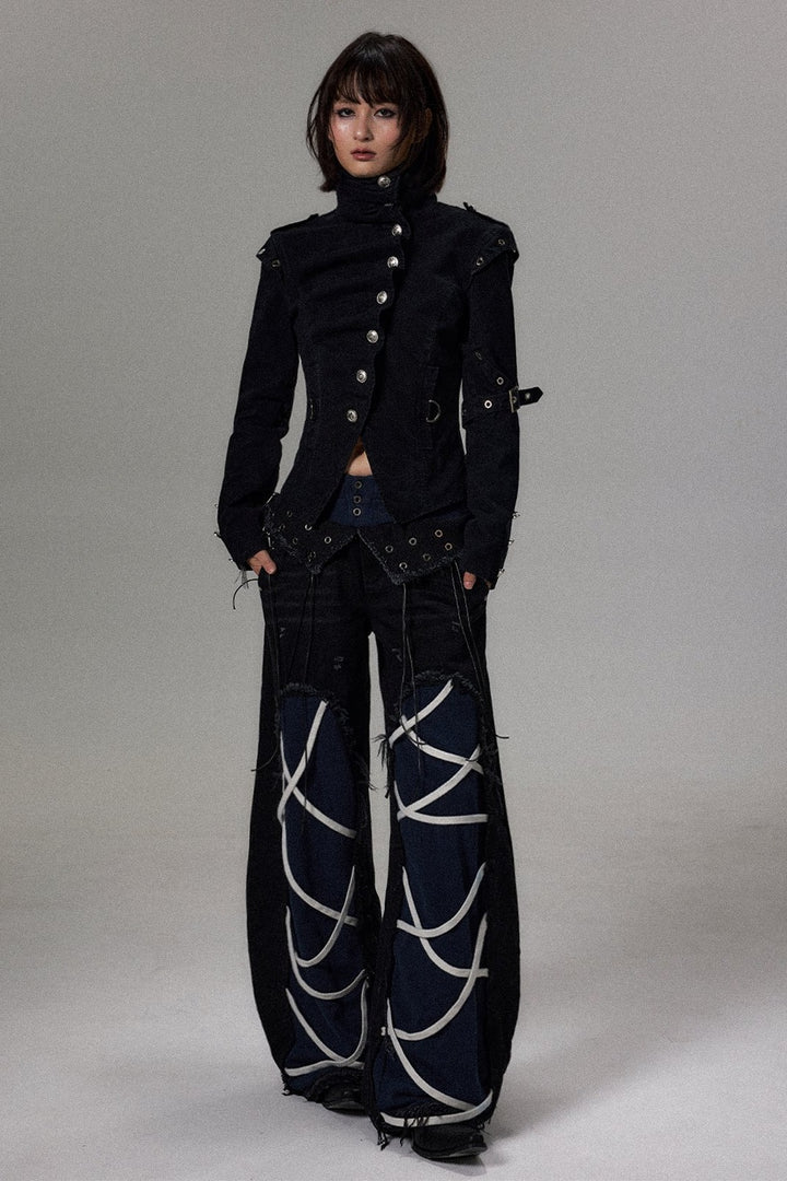 Lace Up Barrel Leg Jeans