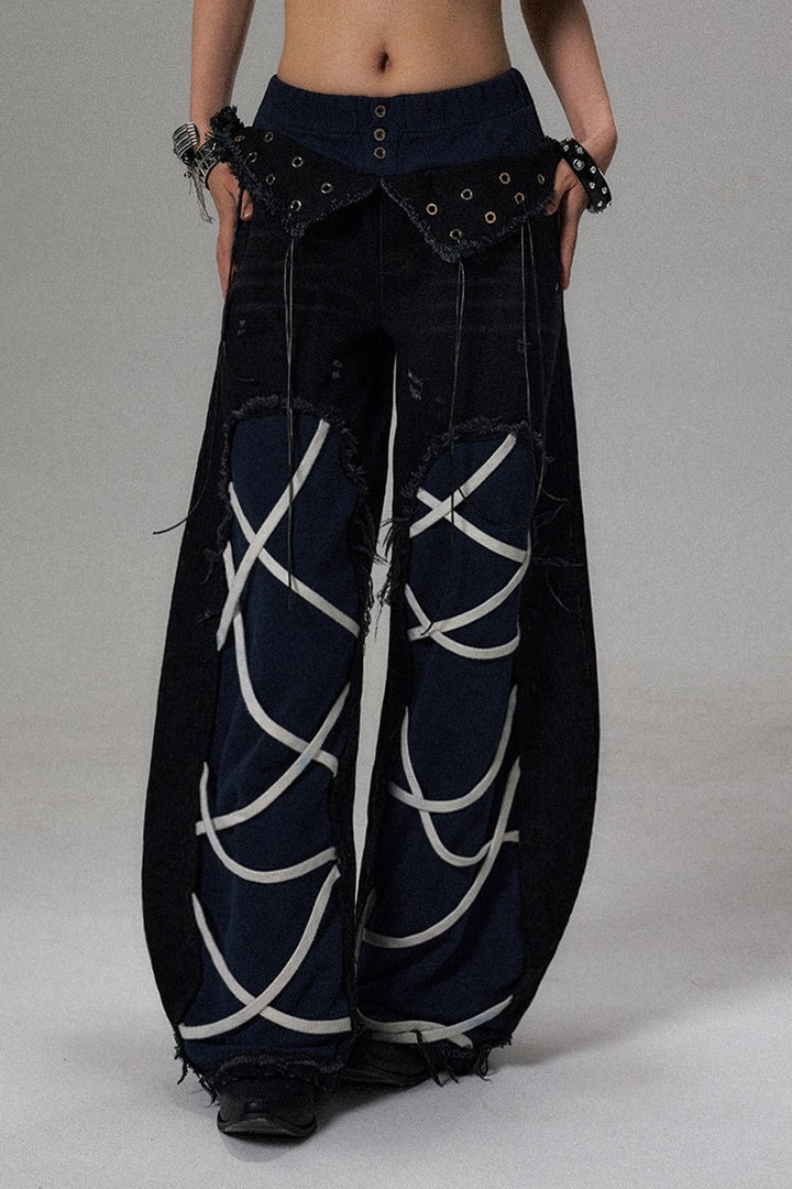 Lace Up Barrel Leg Jeans
