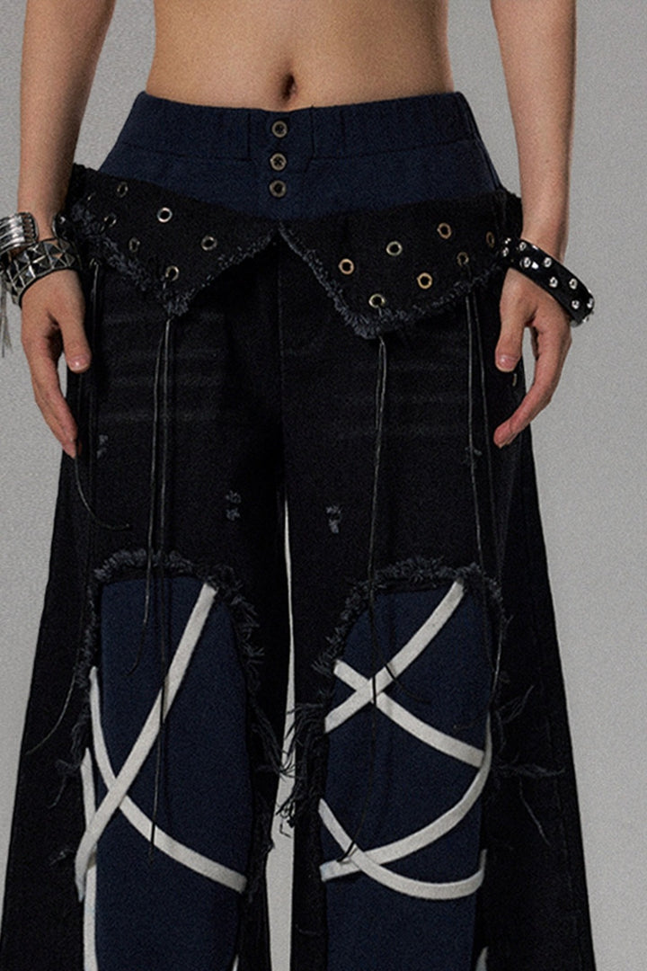 Lace Up Barrel Leg Jeans
