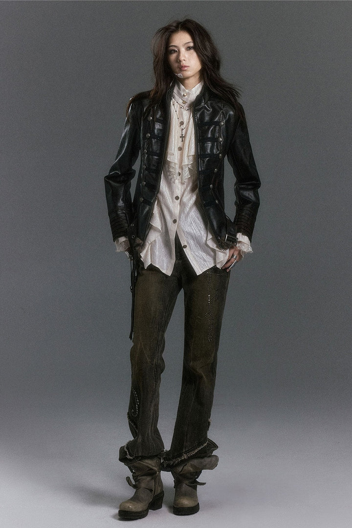 Hussar Faux Leather Hooded Jacket