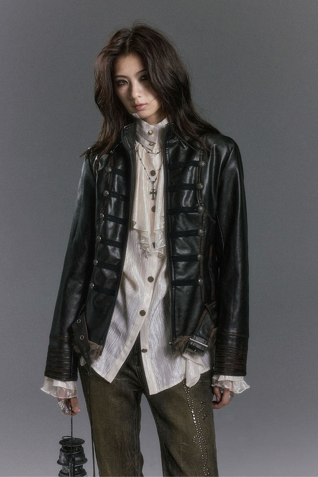 Hussar Faux Leather Hooded Jacket