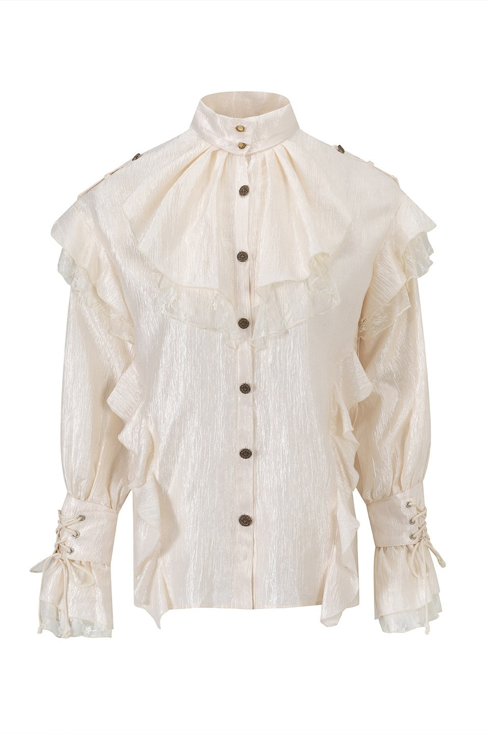 Ruffled High Collar Blouse
