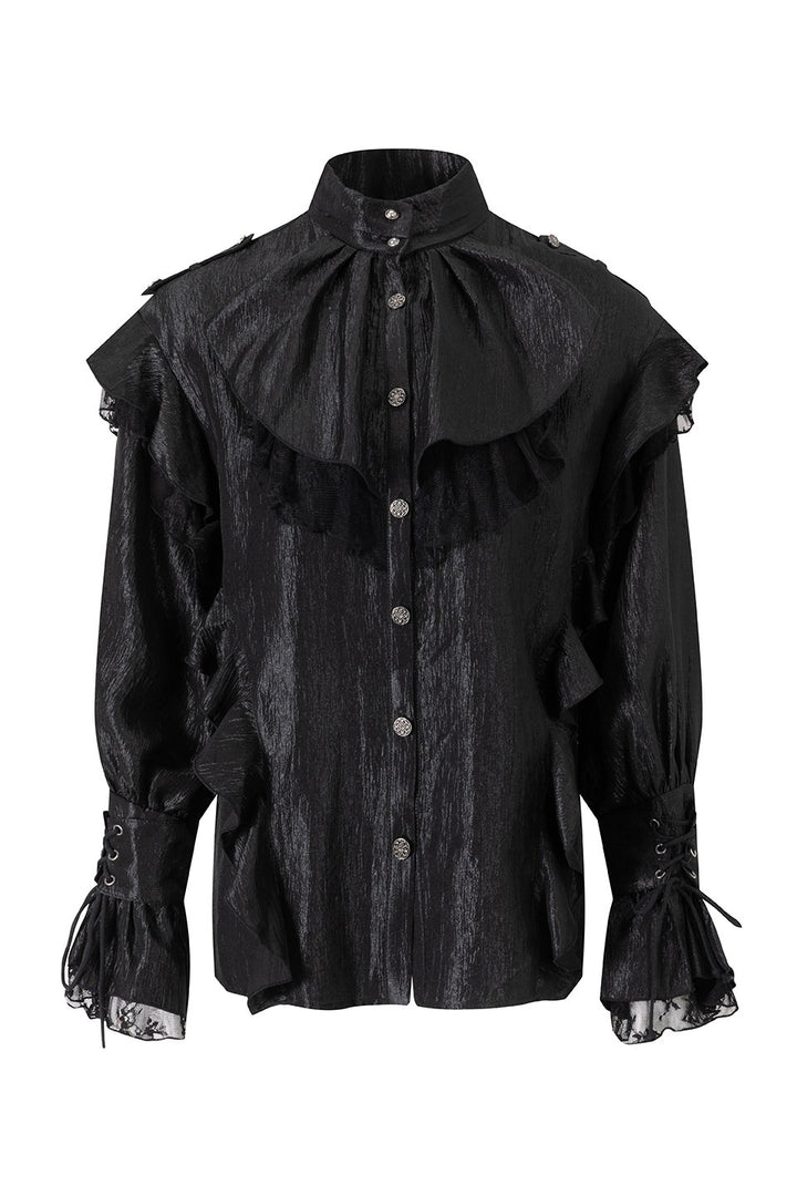 Ruffled High Collar Blouse