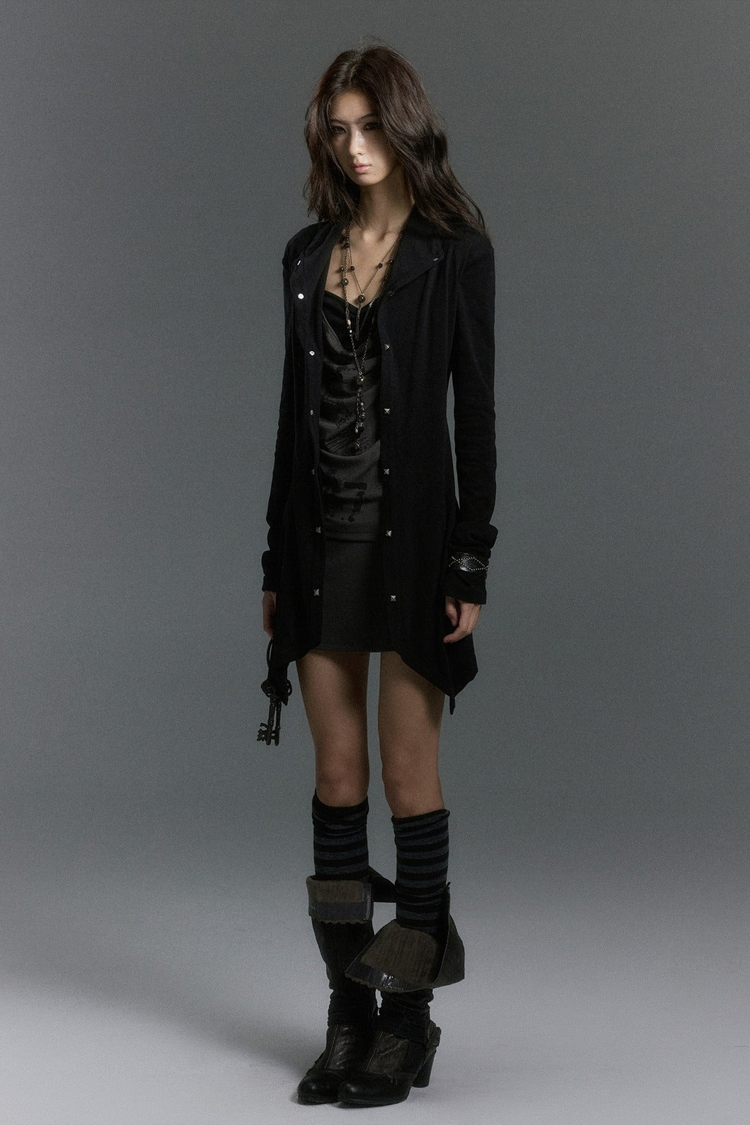 Studded Cardigan Layer Mini Dress