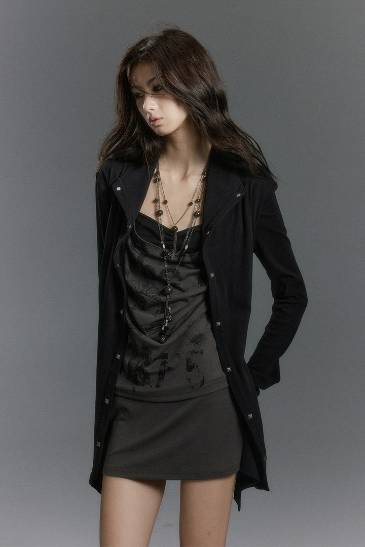 Studded Cardigan Layer Mini Dress