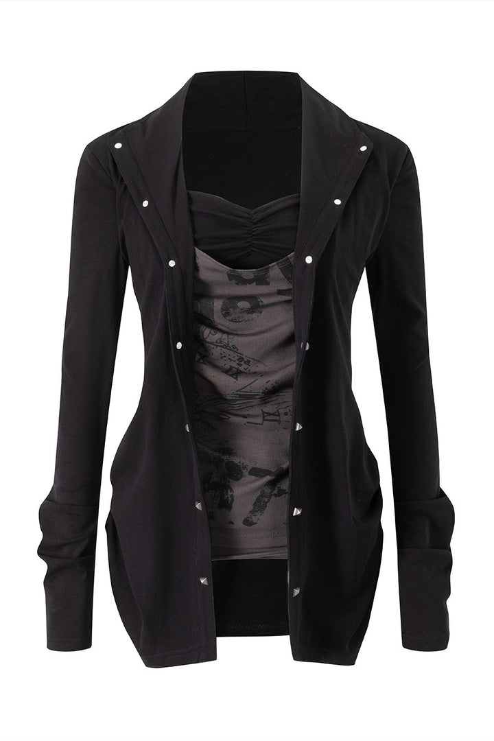 Studded Cardigan Layer Mini Dress