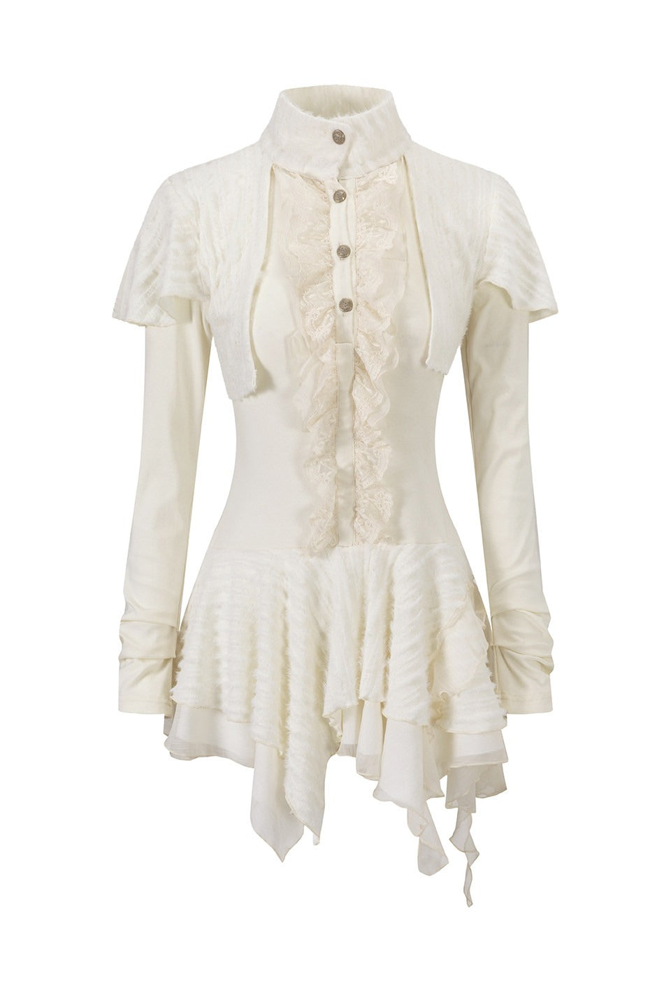 Fuzzy Shrug Layered Mini Dress