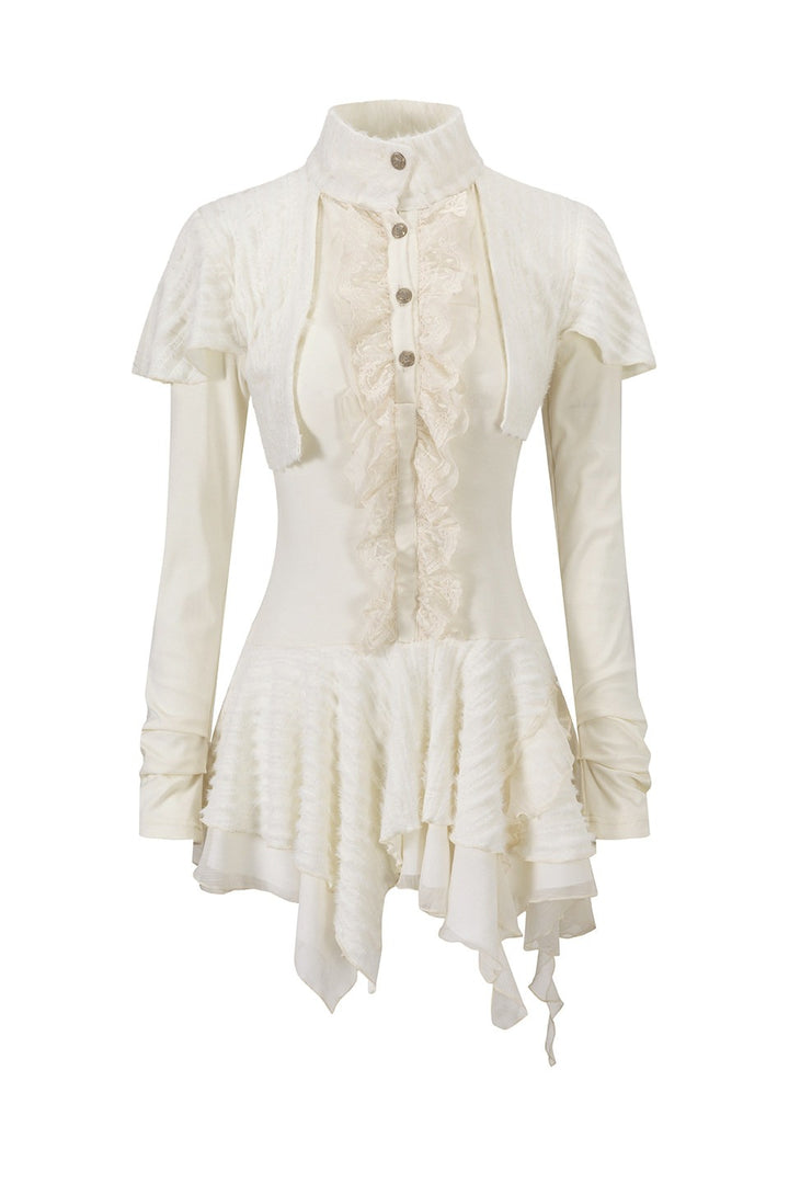 Fuzzy Shrug Layered Mini Dress