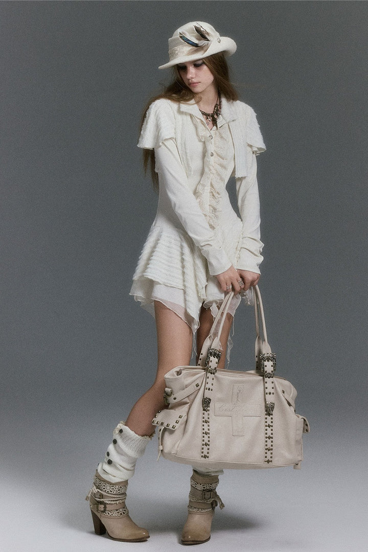 Fuzzy Shrug Layered Mini Dress