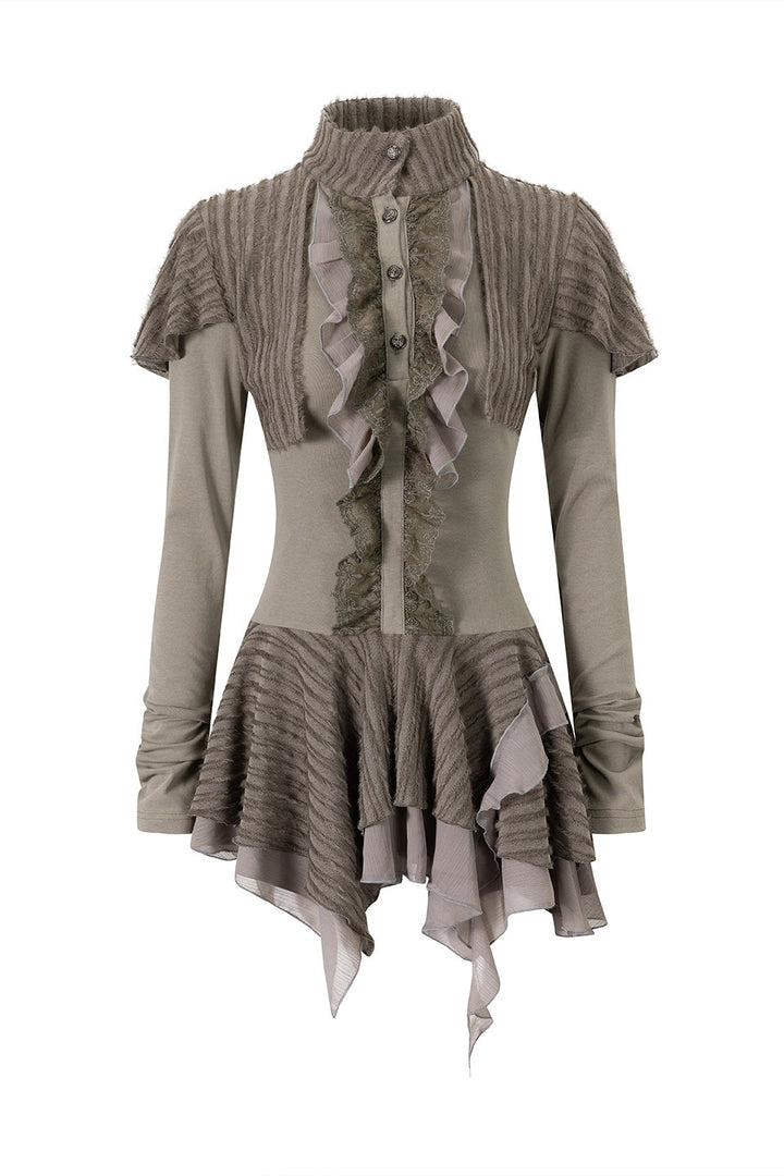 Fuzzy Shrug Layered Mini Dress
