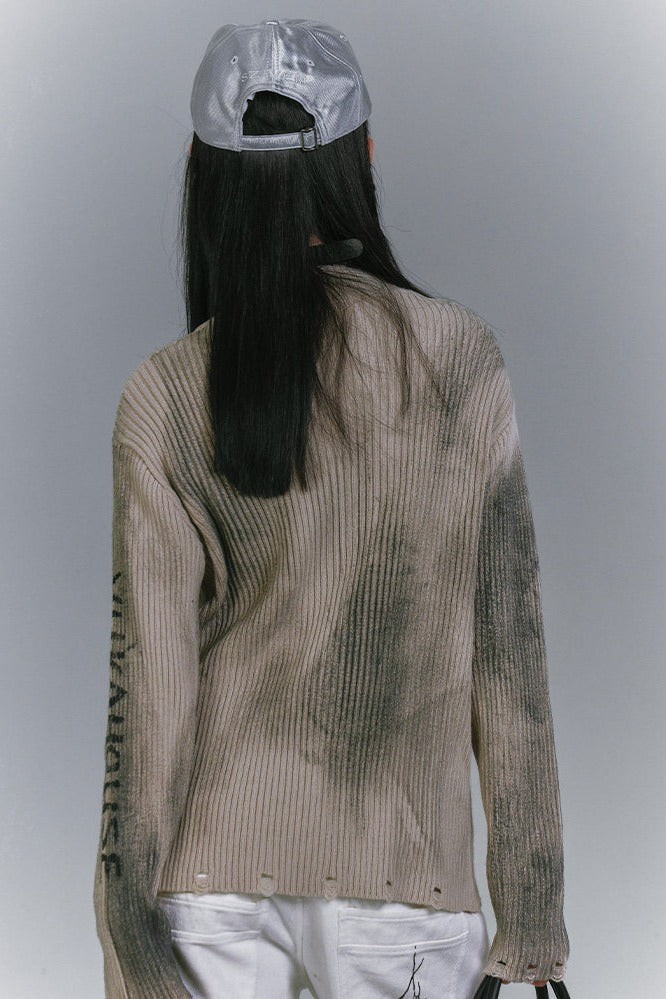 Studded Dirty Wash Zip Cardigan