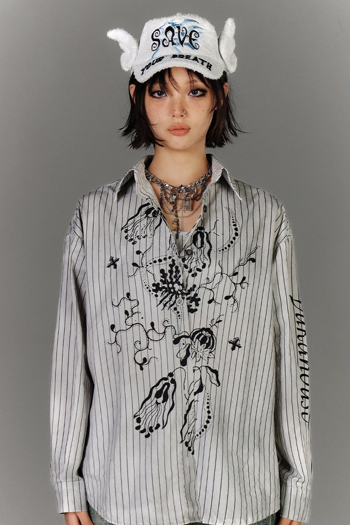 Graffiti Pinstripe Oversized Shirt