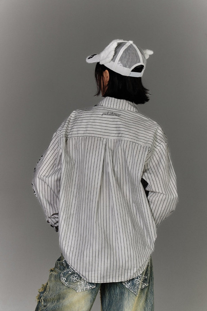 Graffiti Pinstripe Oversized Shirt