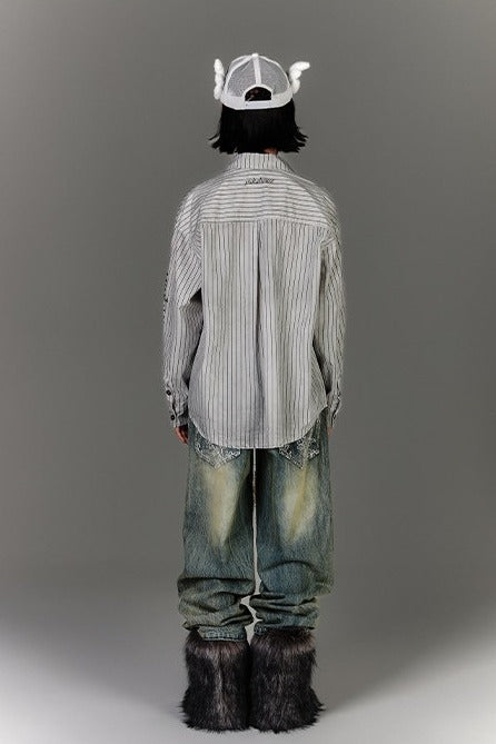 Graffiti Pinstripe Oversized Shirt