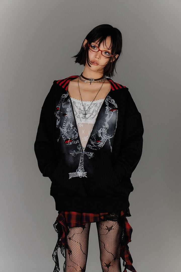 Striped Hood Faux Two-Piece Hoodie