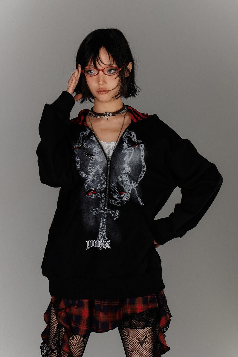 Striped Hood Faux Two-Piece Hoodie