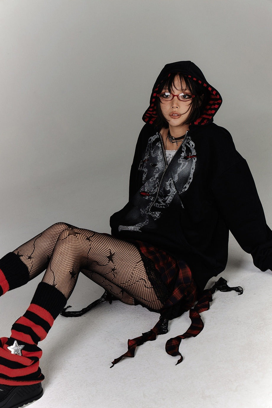 Striped Hood Faux Two-Piece Hoodie