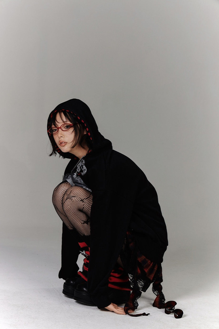 Striped Hood Faux Two-Piece Hoodie