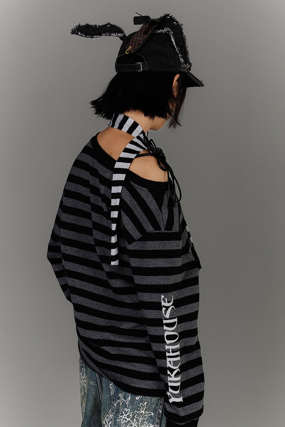Reaper Print Striped Off-Shoulder Top