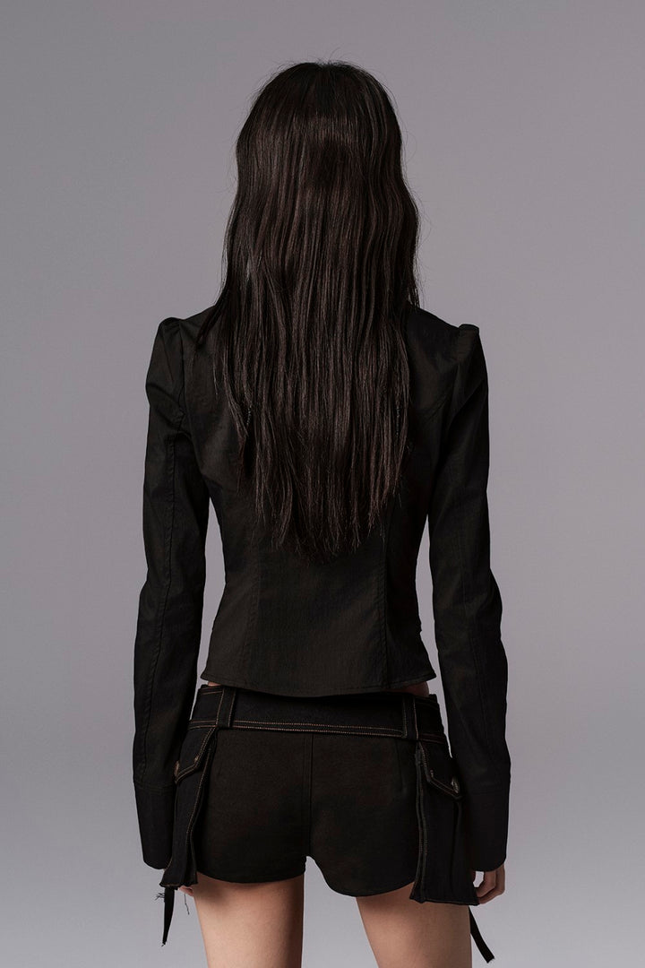 Slim Button Zip-Up Jacket