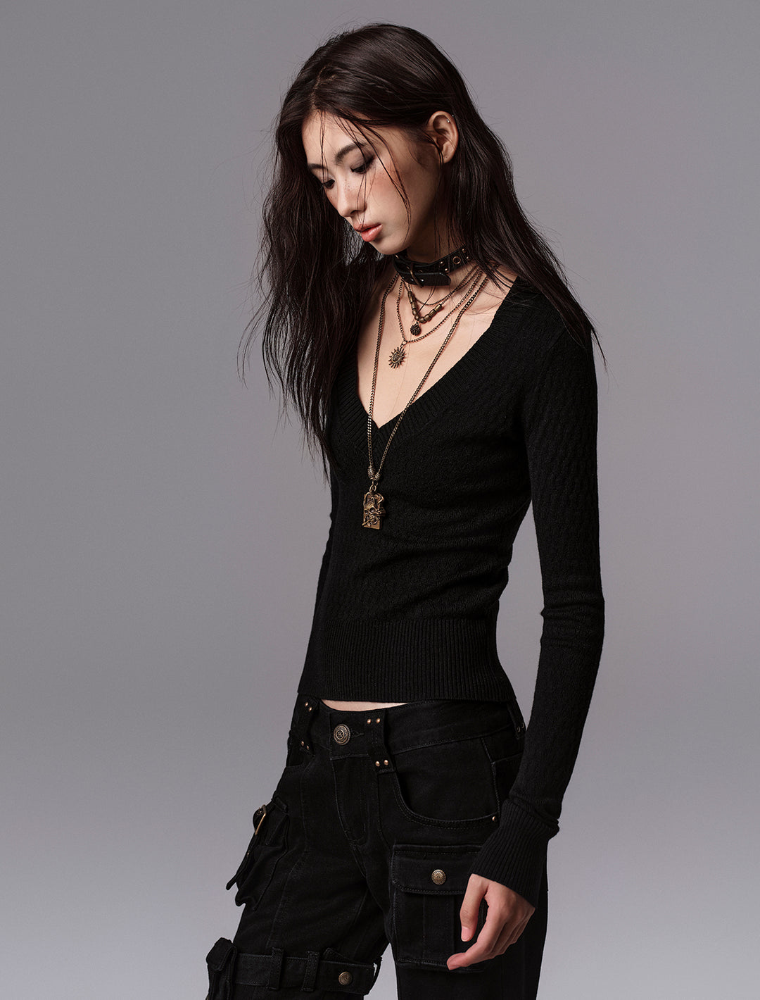 Classic Knit V-Neck Top