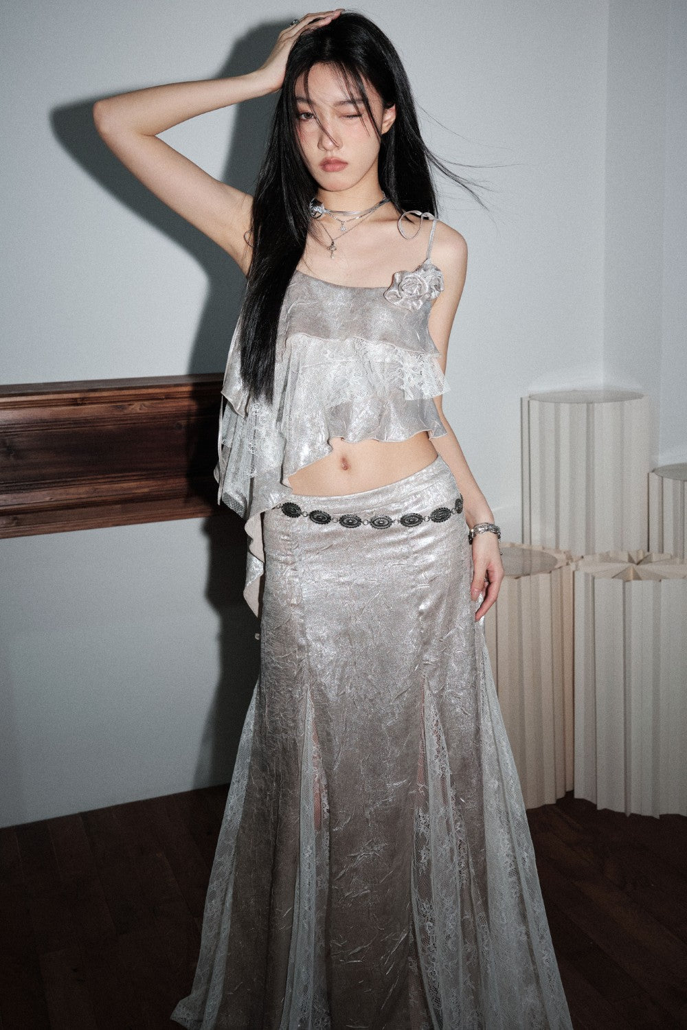 Rosette Ruffle Two-Piece Set
