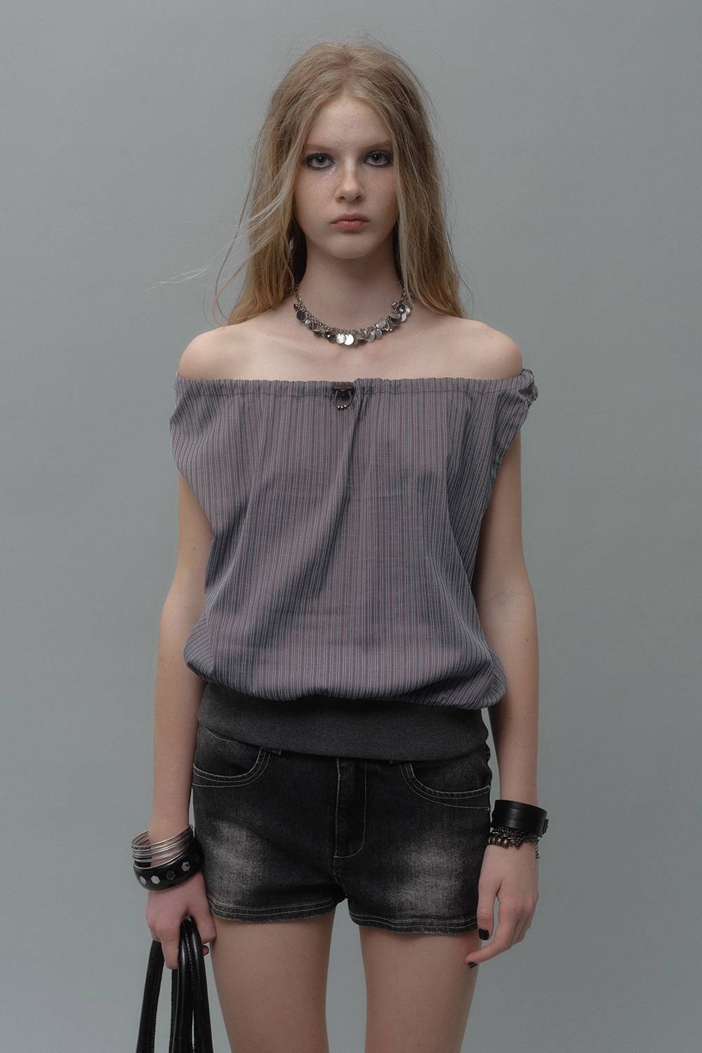Blouson Pinstripe Top