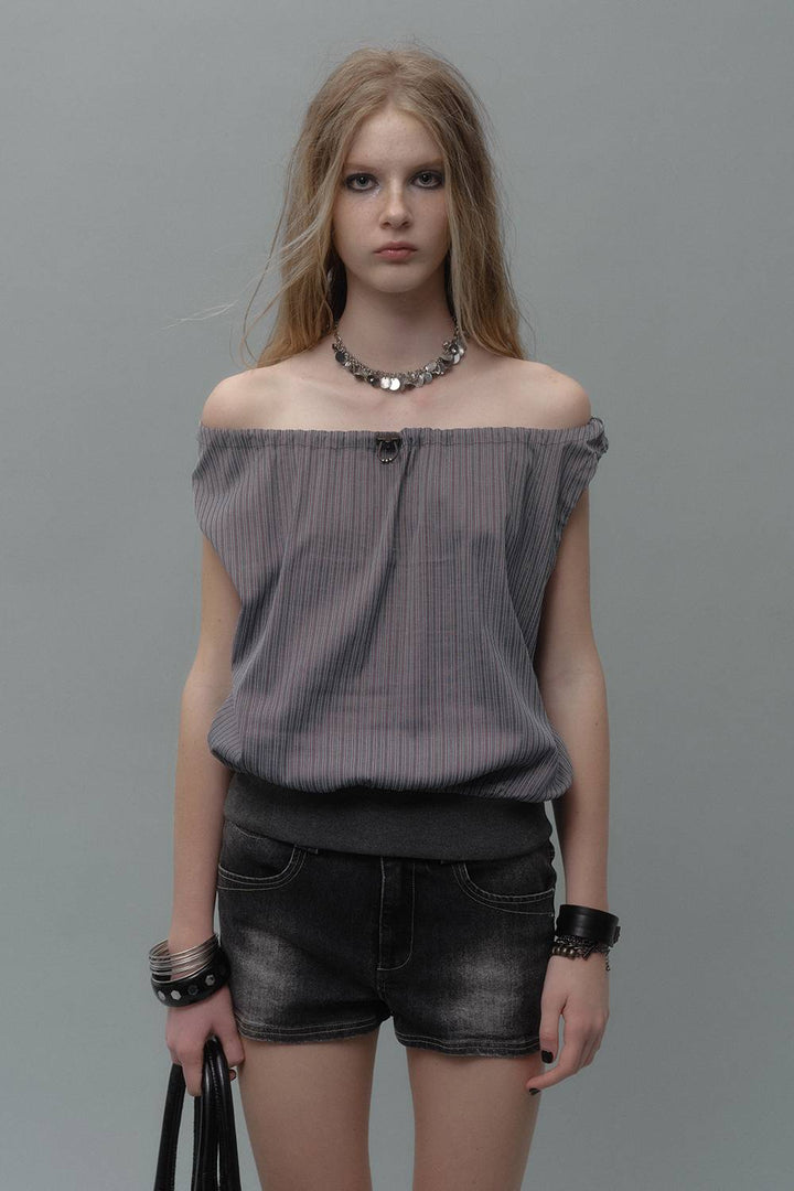 Blouson Pinstripe Top