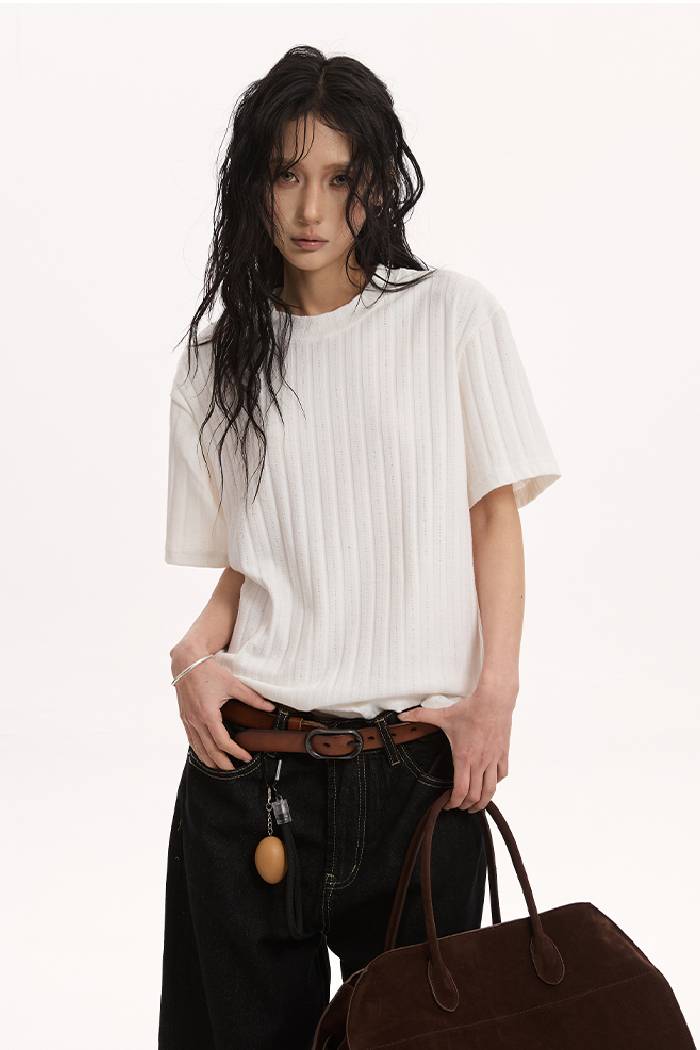 Slim Ribbed Knit Tee