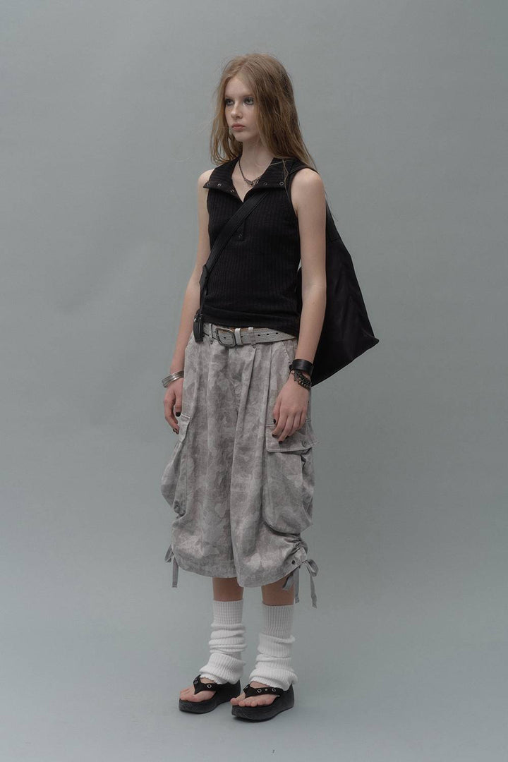 Ribbed Collar Vest