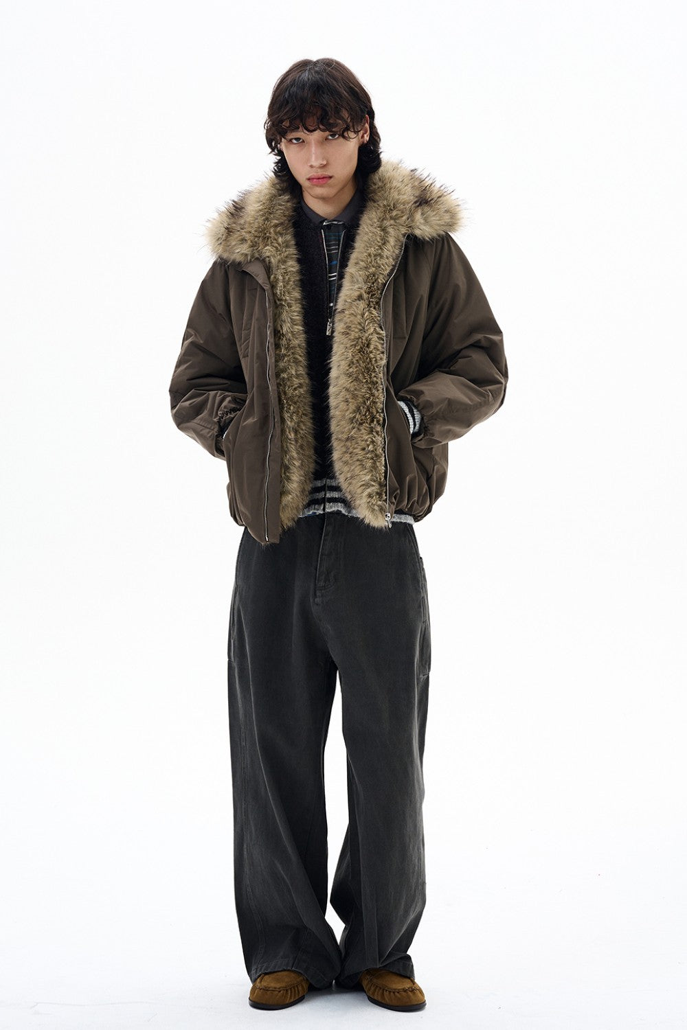 Fur Trim Bomber Jacket