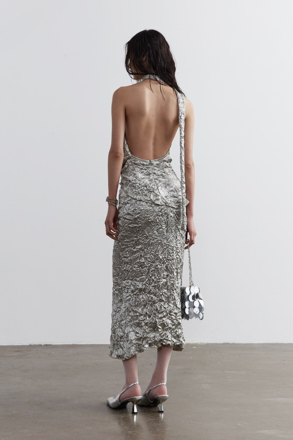 Metallic Satin Two-Piece Dress L