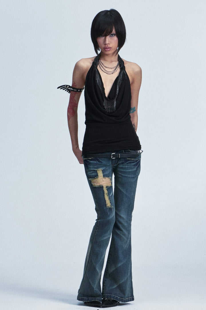 Jace Cross Flared Jeans