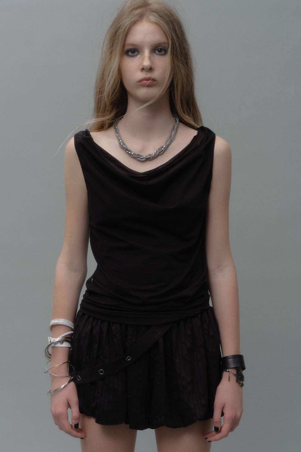 Draped Mesh Top