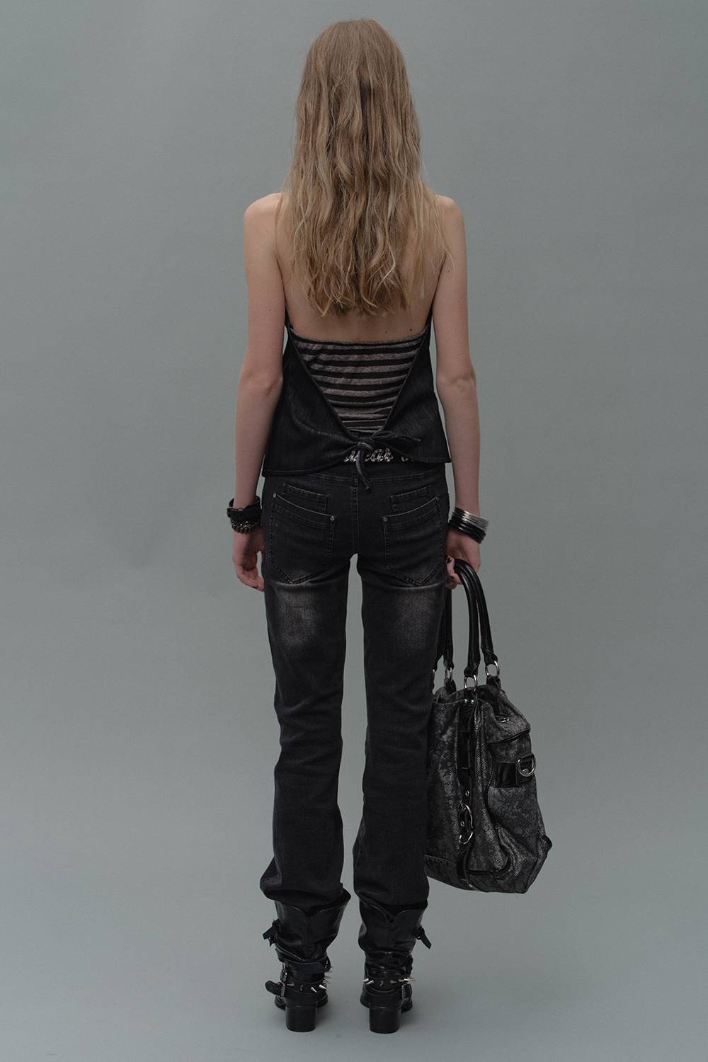 Black Graphic Bootcut Jeans