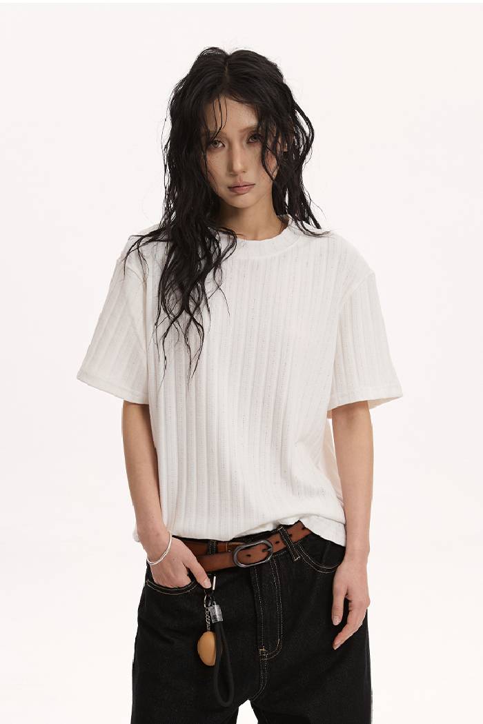 Slim Ribbed Knit Tee