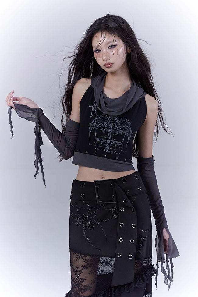 Angel Graphic Sleeve Top