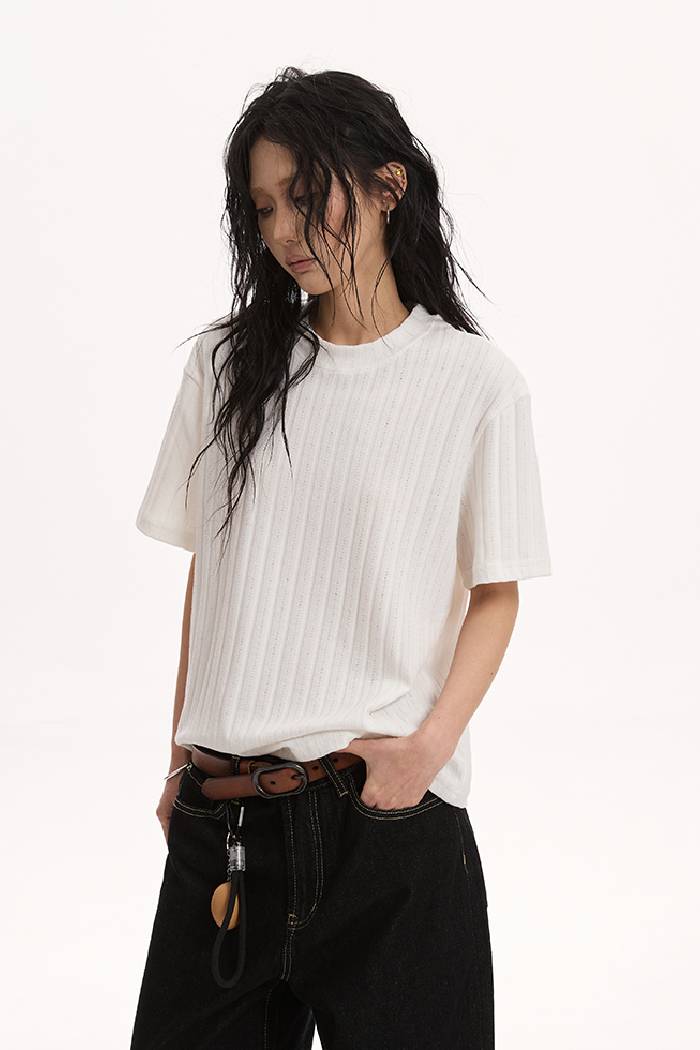 Slim Ribbed Knit Tee