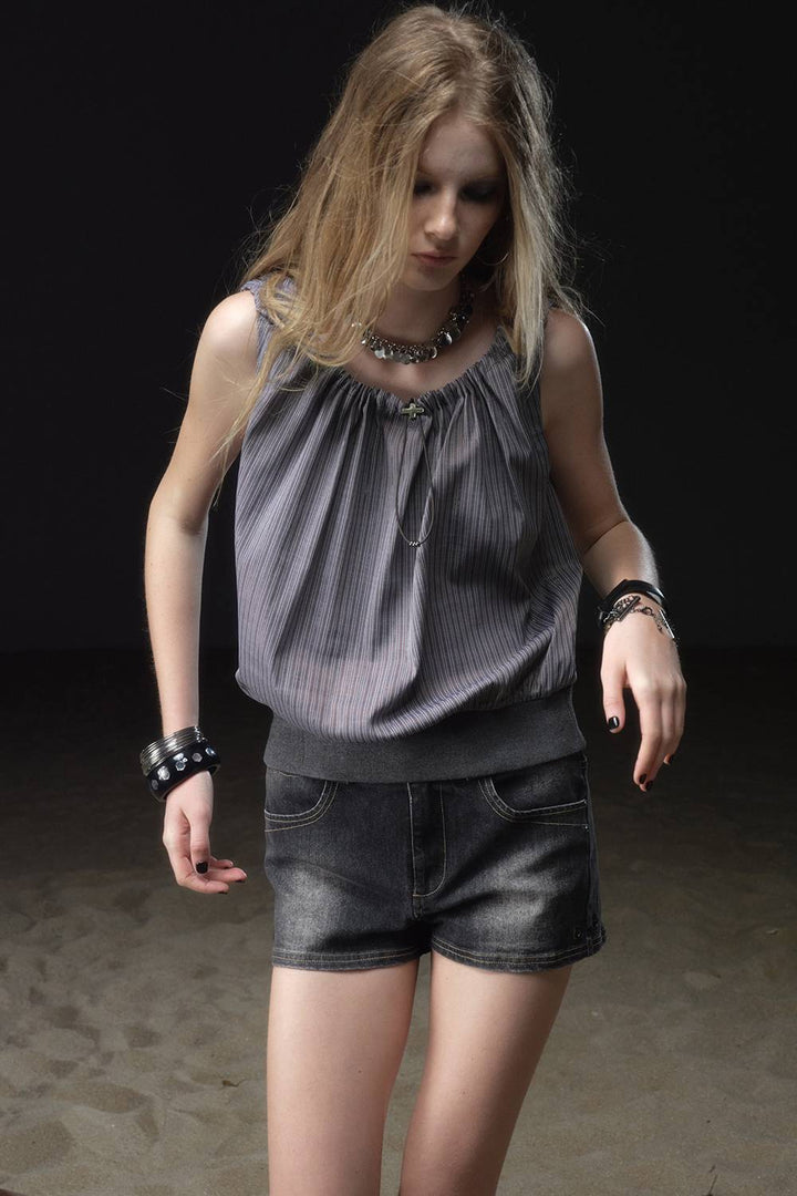 Blouson Pinstripe Top