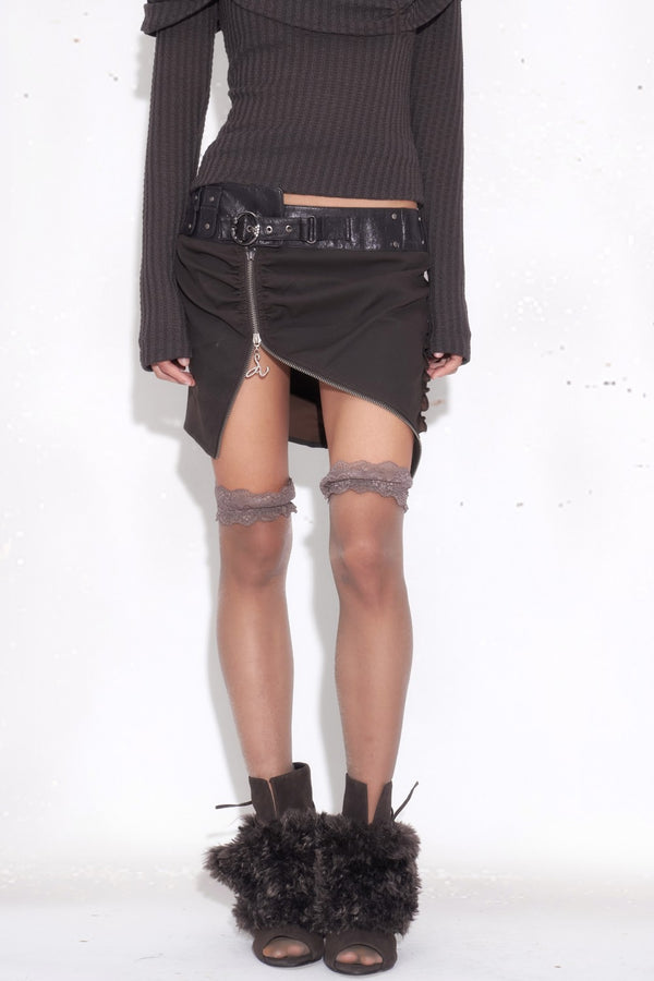 Alina Ruched Zip Skirt