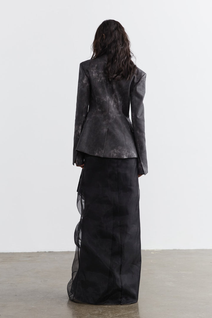 Charcoal Leather Blazer